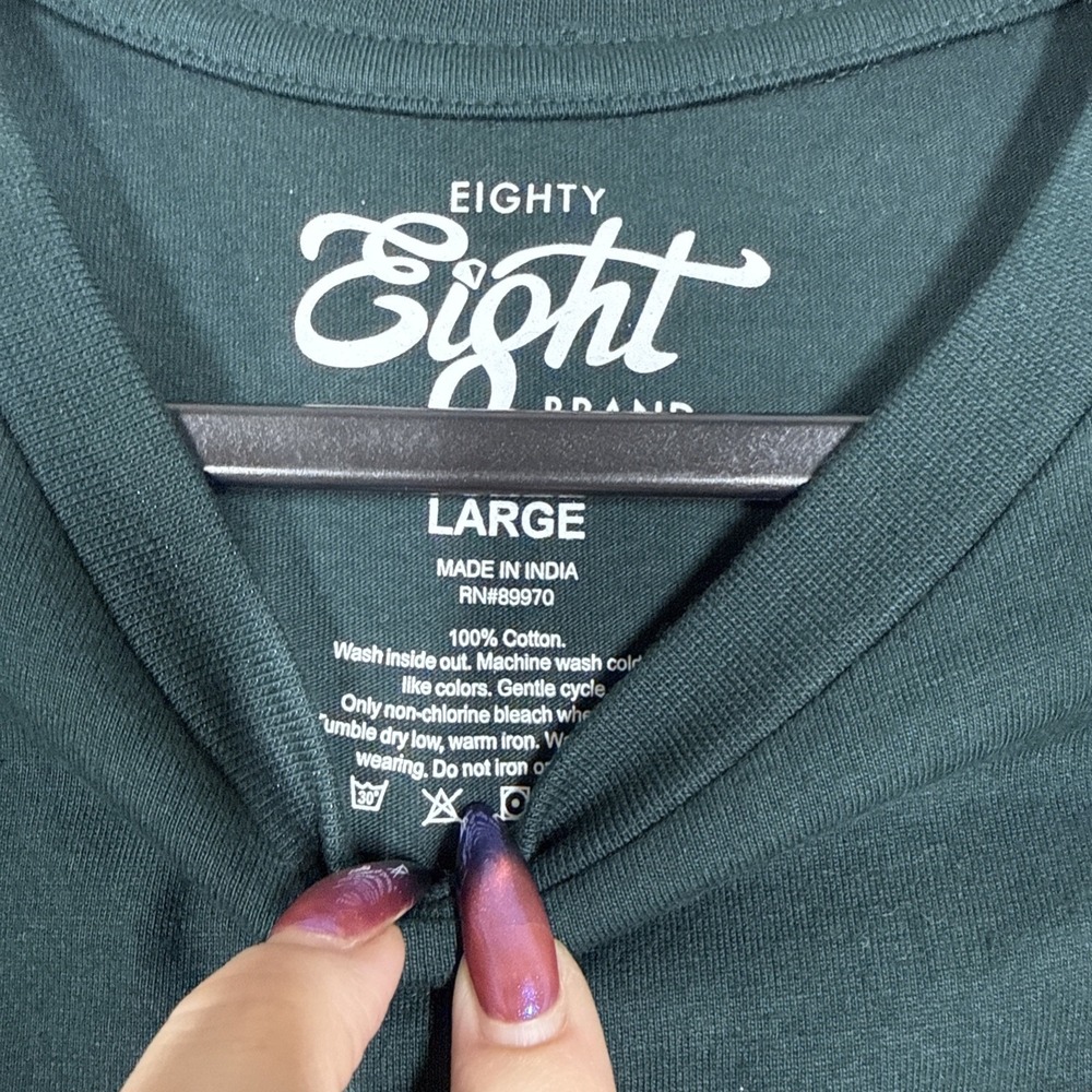 Eighty Eight Brand Mens L Forest Green Graphic Patch Melting Skull Drip T-Shirt - Picture 6 of 12